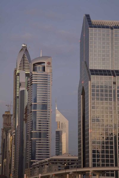 UAE, Dubai Towers along Sheik Zayed Road